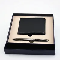 Billets stylos entreprise 0.7mm nib stylo métal apprendre le bureau papeterie cadeau luxe el écrit cuir portefeuille