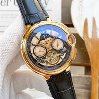 Mens Relógios de Alta Qualidade Moda Calfskin Watchband Moon Fase Daydate Mecânica Mecânica Automático WristWatche