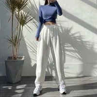 Women&#039;s Pants & Capris HOUZHOU Women Sports Korean Fashion Oversize Gray Jogging Sweatpants Baggy 2021 High Waist Joggers White Trousers Fem