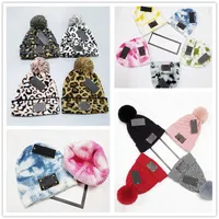 Leopard Print Knitted Hat Pompom Hair Ball Hatss Women&#039;s Spring and Winter Warm Wool Hats Outdoor
