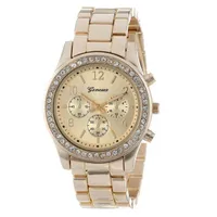 Armbandsur Heibe Verkaufe Genf Marke Gold Uberzogen Uhr Frauen Damen Kristall Kleid Quarz Armbanduhr Relogio Feminino G06