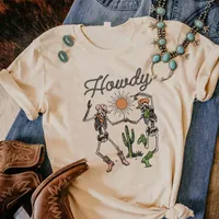 Howdy Skegirl Western Style T Shirt Vintage Hippie Boho Mujer Camiseta Femenino Lindo Gráfico Gráfico Tshirt Retro Tee