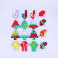 5A+Fidget Toy Sensory Halloween Christmas tree socks cane key chain Push Bubble Autism Special Anxiety Stress Reliever for Office Workers ki