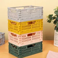 الصناديق القابلة للطي تخزين مربع فاكهة الغذاء اللعب سلة مصغرة للطي منظم البلاستيك أدوات التخزين سطح المكتب فائدة مستحضرات التجميل 210626
