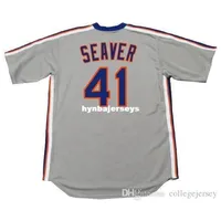 저렴한 사용자 정의 Tom Seagver NY 스티치 1983 던지기 멀리 야구 저지 레트로 망 셔츠 셔츠