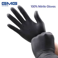 Noir 100pcs Grade Allergy Watergy Gratuit Sécurité de travail disponible 100% gants de nitrile Gant de mécanicien