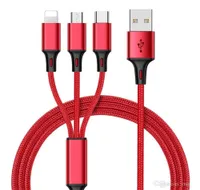 Multi Function USB Cable 3 in 1 Charging Cord Nylon Braid Type C V8 Micro Charger Adapter for Iphone Samsung S10 S21 Xiaomi 7 8 11 12 13