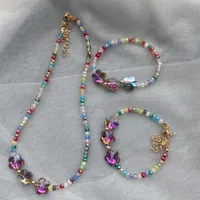 Bracciali di fascino Braccialetti coreani Farfalla coreana trasparente acrilico cristallo cristallo a mano perline collana insolita braccialetto sulle mani 2021 tendenza donne ragazze gioiello