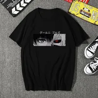 Sommar japprint anime tokyo ghoul ögon unisex punk mörk svart t-shirt ins retro män damer hajuku casual mode kort ärm topp