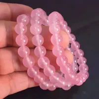 8mm Natural Pink Crystal Stone Strands Braccialetti fatti a mano perline per le donne uomini Party club moda gioielli