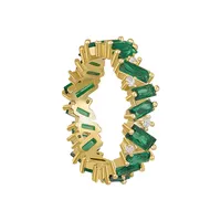 Nieuwe Mode CZ Zirkoon Trouwring voor Vrouwen Party Geschenken Sieraden 18K Gouden Kleur Wit Groene Pave Crystal Geometrische Ringen