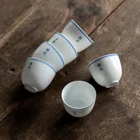 Xícaras pires jingdezhen pintada de porcelana de porcelana criativa Seis graus de xícara de copo de copo de escritório retro caneca home drinkwar