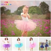 Skirts POSH DREAM 4 Color Girl Skirt Pettiskirt Pink Purple Navy Blue Tutu For Kids Girls Princess Cute Tulle1
