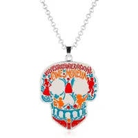 Dongsheng Coco Miguel Riveras Collier Skull Skeleton Enamel Pendentif en métal pour Femmes Hommes Cosplay Halloween Noël Cadeau-30 Chaînes