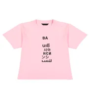 Crianças de verão camisetas moda casual tshirt bonito menino tops confortável tees neutros sete línguas letra menina esportes bebê tee roupas