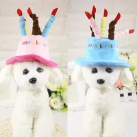 Hond kleding schattige honden huisdier caps kat verjaardag hoed met cake kaarsen ontwerp grappige puppy partij giften kostuum hoofddeksels levert goederen roze blauw