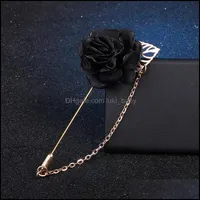 Pins, Brooches Jewelry Fabric Flower Women Lapel Pin Safety Muslim Hijab Pins With Chain Wedding Aessories Gifts Drop Delivery 2021 It8Qp