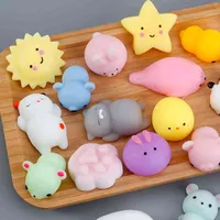 10 sztuk / zestaw Mochi Squishy Zabawki Mini Squishies Kawaii Zwierząt Squishys Party Wielkanoc Prezenty Dla Dzieci Stresowa Zabawka Y1210