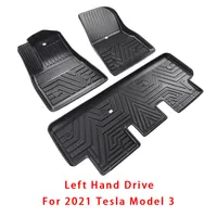 Per 2021 Tesla Modello 3 Auto Impermeabile Pavimento antiscivolo Tappetino da terra TPE Accessori auto modificati completamente circondati Piedi piede speciali 3pcs / set