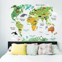 Adesivi a parete Zooyoo Mondo Mappa animale per bambini Sogni soggiorno Decorazioni per la casa Decal Mural Art Office fai -da -te