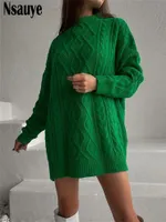 Suéteres de mujer Nsauye 2021 Invierno elegante manga larga suéter de gran tamaño jersey tirón femme sexy fiesta y2k moda mujer vestidos de punto
