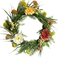 装飾的な花の花輪の人工庭のカラフルなクリスマスの花輪のドアの壁飾り結婚披露宴の家の装飾Diyクラフトギフト