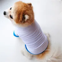 Sublimationsrohling Hundekleidung weiße leere Welpen Shirts Feste Farbe Kleine Hunde T-shirt Baumwolle Dog Outwear Pet Supplies 2 Farben 443 V2