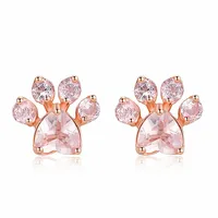 Neue heiße trendige süße Katzenpfote Ohrringe für Frauen ModeGe Rose Gold Ohrring Rosa Krallen Bär und Hund Pfote Ohrstecker 971 T2