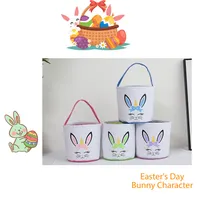 Mooie Pasen-mand Feestelijke Cartoon Konijn Candy Bucket Kids Toy Tote Bag Easters Egg Opbergtassen Home Festival Decor