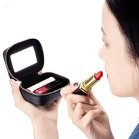 Girl's Lipstick Sac En Cuir Femme Cosmétique Cosmétique Boucle d'oreille Miroir Case Petits Mini Maquillage Sacs Cas