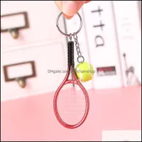 Keychains Fashion Accessories Cute Keychain Key Ring Mini Tennis Racket Sport Charm Ball Chain Car Bag Pendant Keyring Gift Drop Delivery 20