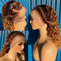 Lace Pruiken Ombre Honing Blonde Gekleurde 360 ​​Frontale Pruik 28 30 inch Menselijk Haar Pre Geplukt Braziliaanse Losse Diepe Wave Full HD Front
