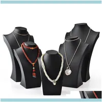 Packaging & Jewelryblack Pu Leather Necklace Bust Tall Jewelry Display Neck Form For Jewellery Window Shelf Exhibition Counter Top Stand Xpi