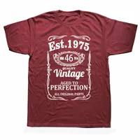 Herren T-Shirts Lustige Est 1975 Vintage T-Shirt Grafik Mode Baumwolle Kurzarm Neuheit O-Neck Vater 46 Jahre Geburtstagsgeschenk T-Shirt
