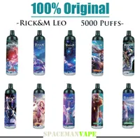 100% Original Rick&M LEO 5000 Puffs Disposable Vape Pen E Cigarette Device With RGB Light Rechargeable 1100mAh Battery 12ml Pre-filled Big Vapor Kit vs RandM R&M