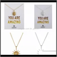 Halsketten Anhänger Schmuck Drop Lieferung 2021 Dooteared Halskette mit Karte Sie sind erstaunlich gold Sonne Stern Anhänger edel und empfindlicher Sier Choke