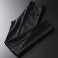Calças masculinas de lã homens de luxo e casual terno preto homem plus size 4xl magro fit chifre botão masculino calças