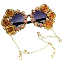 Luxury Handmade Carving Flower Sunglasses Women Cat Eye King Chain Sun Glasses Female Oculos Feminino Lentes Gafas De Sol Mujer1