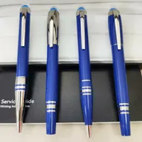 Blue Crystal Head Roller Ball Pen Высокое Качество Классический металлический бочон с серийным номером Роскошные сухие чернила, написание кабинета Smoth Office + подарок наполняет плюшевый чехол