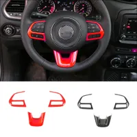 Steering Wheel Decoration Cover Trim for Jeep Renegade 15+ Compass 17+ Red