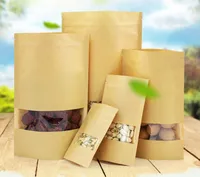 Multy Özellikler Gıda Nem Bariyer Çantaları Sızdırmazlık Kahverengi Kraft Kağıt Doypack Kılıfı Temizle Pencere
