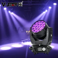 V-Show USA Warehouse 2pcs con vuelo Aura 19x15W RGBW 4IN1 Lavado de viga con la luz de la cabeza móvil con zoom LED DMX para la barra de discoteca