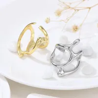 Wedding Rings Fashionable Golden Irregular Lava Texture Open Ring Female Folds High-end Niche Design Cold Wind Punk Metal Accessories