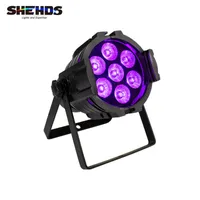 SHEHDS Mini Aluminiumlegierung Effekte LED PAR 7X18W RGBWA + UV-Beleuchtung DMX512 WASH DJ-Bühnenlicht Disco Party Light Music