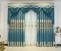 Cortina cortina elegante bordado jacquard janela painel puro voile tule drape blackout tratamento casa decorações