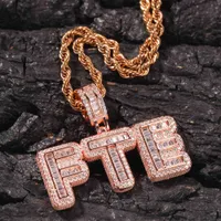 Custom baguette iniziali lettere lettere nome collane pendente per uomo donna color oro cubico zircone gioielli hip hop