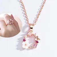 Collares colgantes moda creativa mariposa flores collar circón cristal perla cáscara guirnalda para mujeres accesorios de joyería