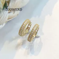Luowend 18k Solid White / Rose / Yellow Gold (AU750) Kolczyki Hoop Real Natural Diamond Kolczyk dla kobiet Prezent