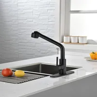 Azioni US Azionarà rubinetti della cucina nera opaca con spruzzatore di pull down, rubinetto singolo della lavandino da cucina con spruzzatore estraibile A41