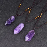 Pendant Necklaces Natural Amethysts Pyramid For Women Raw Crystal Gem Reiki Men Healing Energy Stone Jewelry